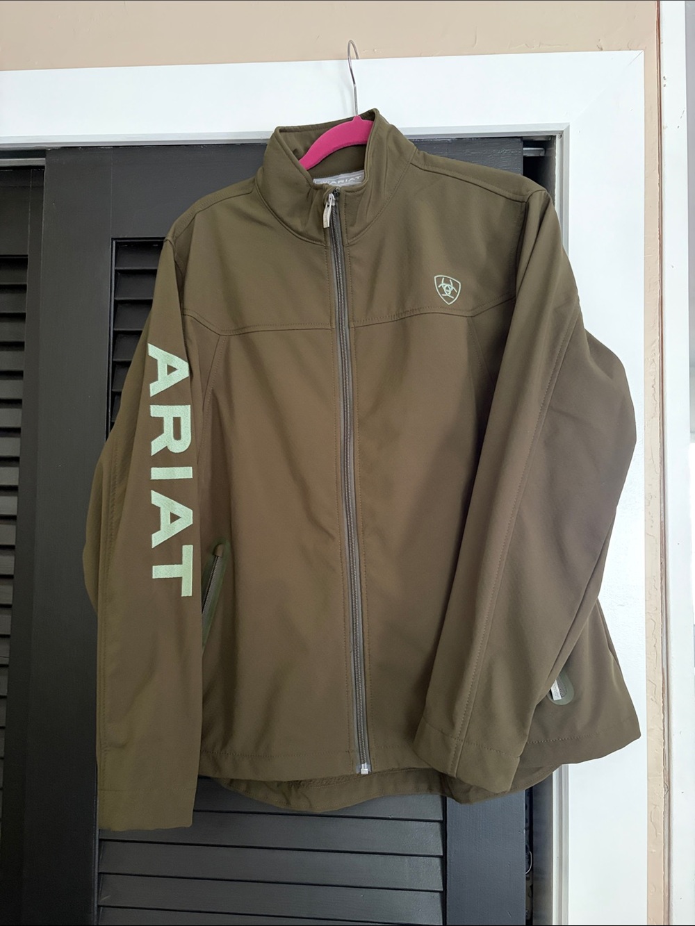 Ariat Olive Green Lightweight Softshell Jacket with Logo Sleeve